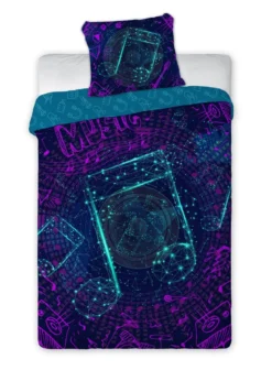 Pościel bawełniana fluorescencyjna 140x200 Nutki
