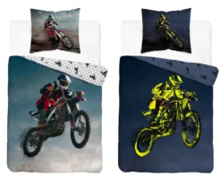 Pościel bawełniana młodzieżowa świecąca 140x200 Motocross