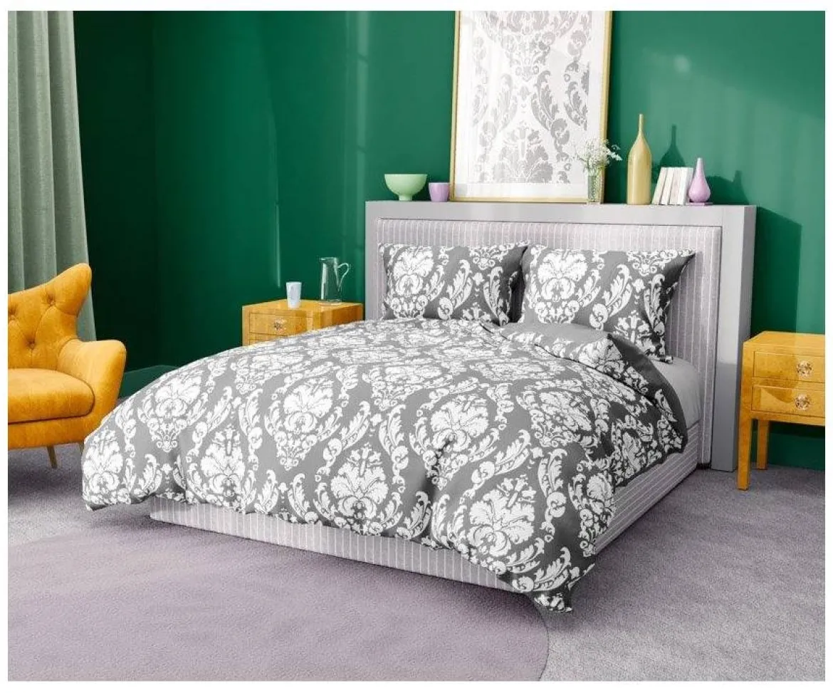 Pościel bawełniana popielato biała 220x200 Glamour Oramenty