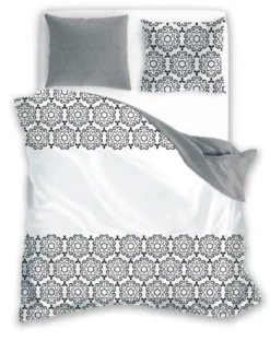 Pościel bawełniana popielato czarno biała 220x200 Glamour