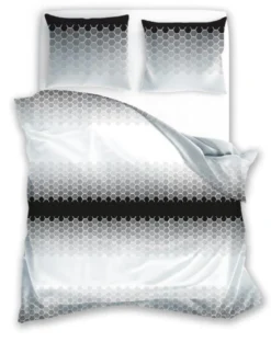 Pościel bawełniana popielato czarno biała 220x200 Glamour Ombre