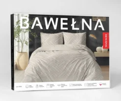Pościel bawełniana 100% 180x200 beżowa geometryczna