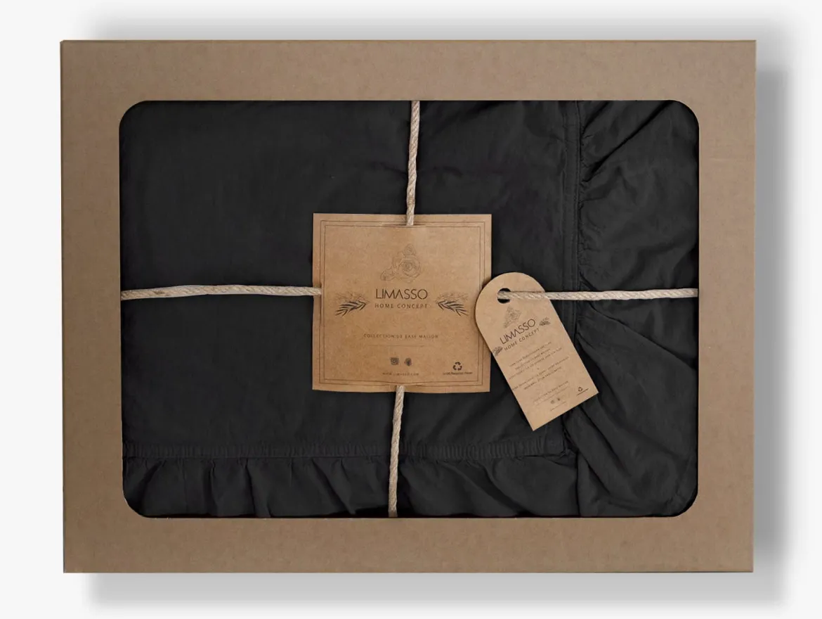 Pościel bawełniana 160x200 Black Stonewashed