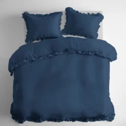 Pościel bawełniana 220x200 Denim z falbaną