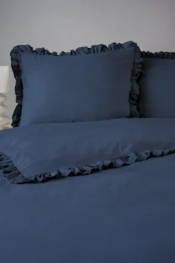 Pościel bawełniana 160x200 Denim z falbaną