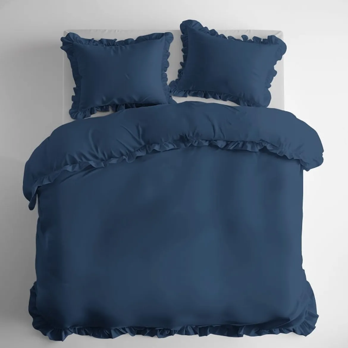 Pościel bawełniana 160x200 Denim z falbaną