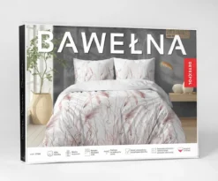 Pościel bawełniana 100% 160x200 motyw pudrowo różowych traw i kłosów