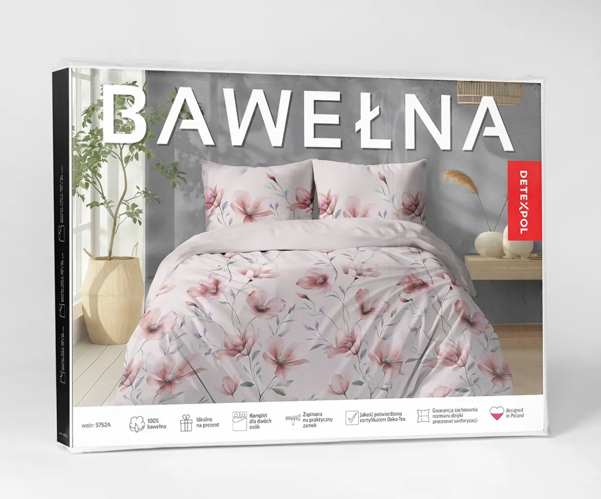 Pościel bawełniana 100% 160x200 pudrowe kwiaty