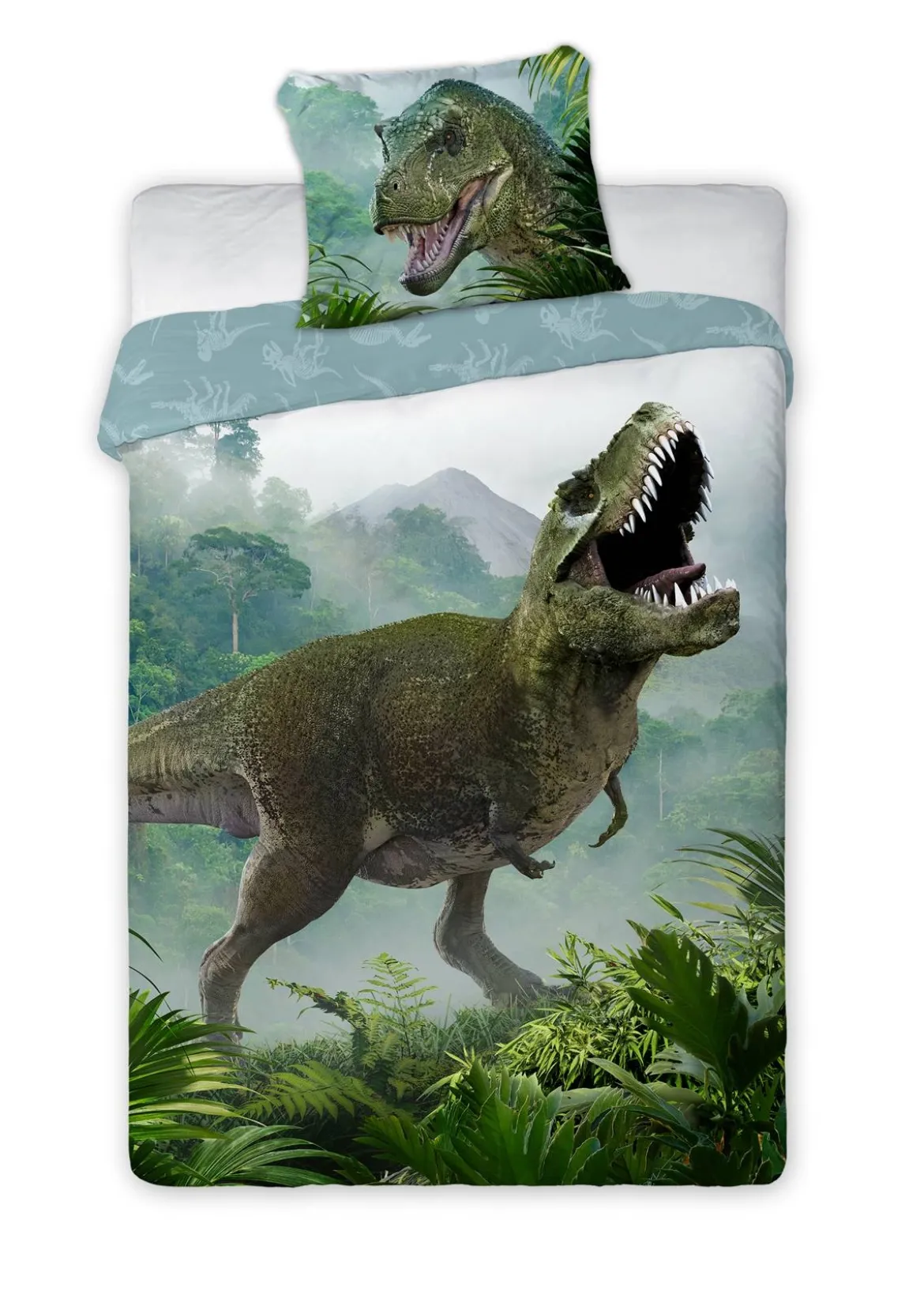 Pościel bawełniana 140x200 T-REX zielony
