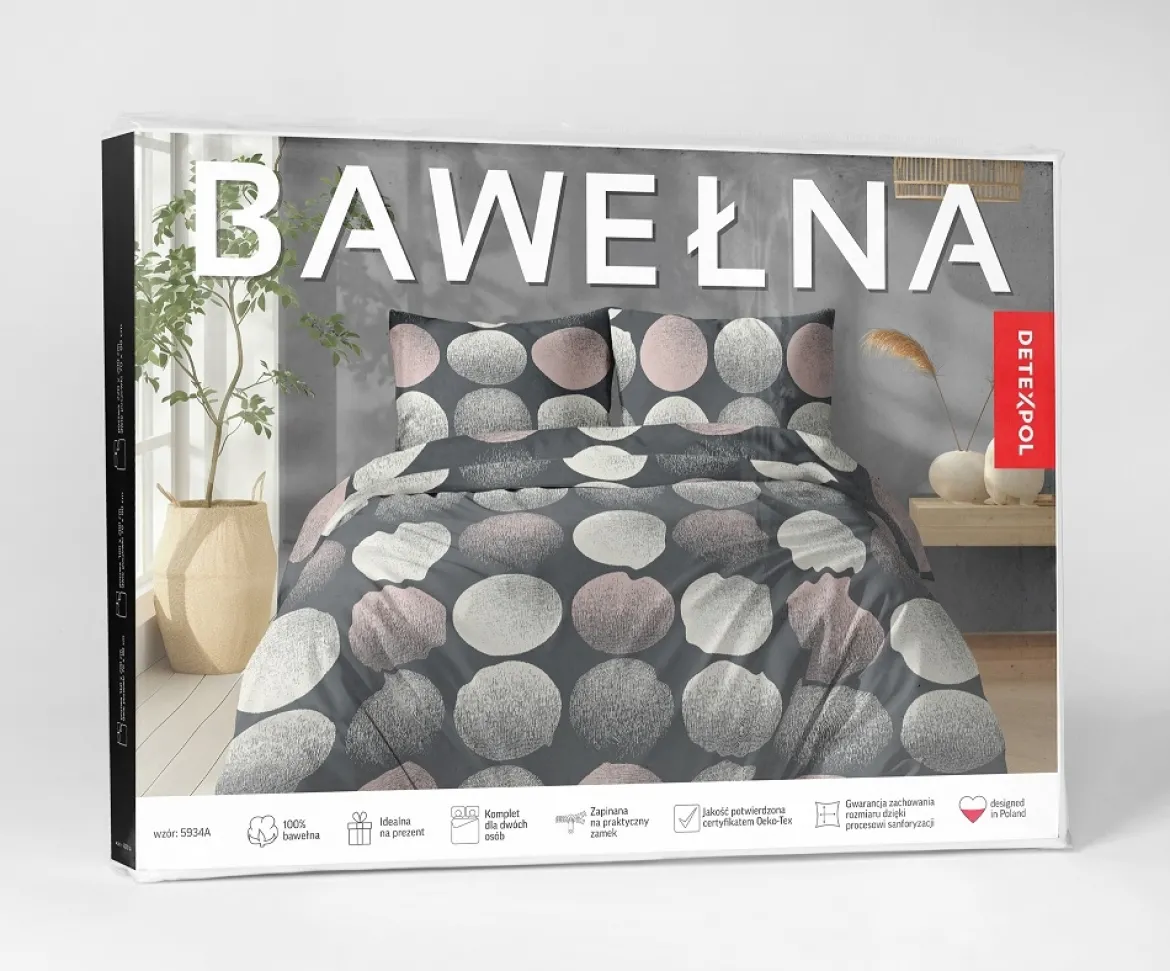 Pościel bawełniana 100% 220x200 w kolorowe koła