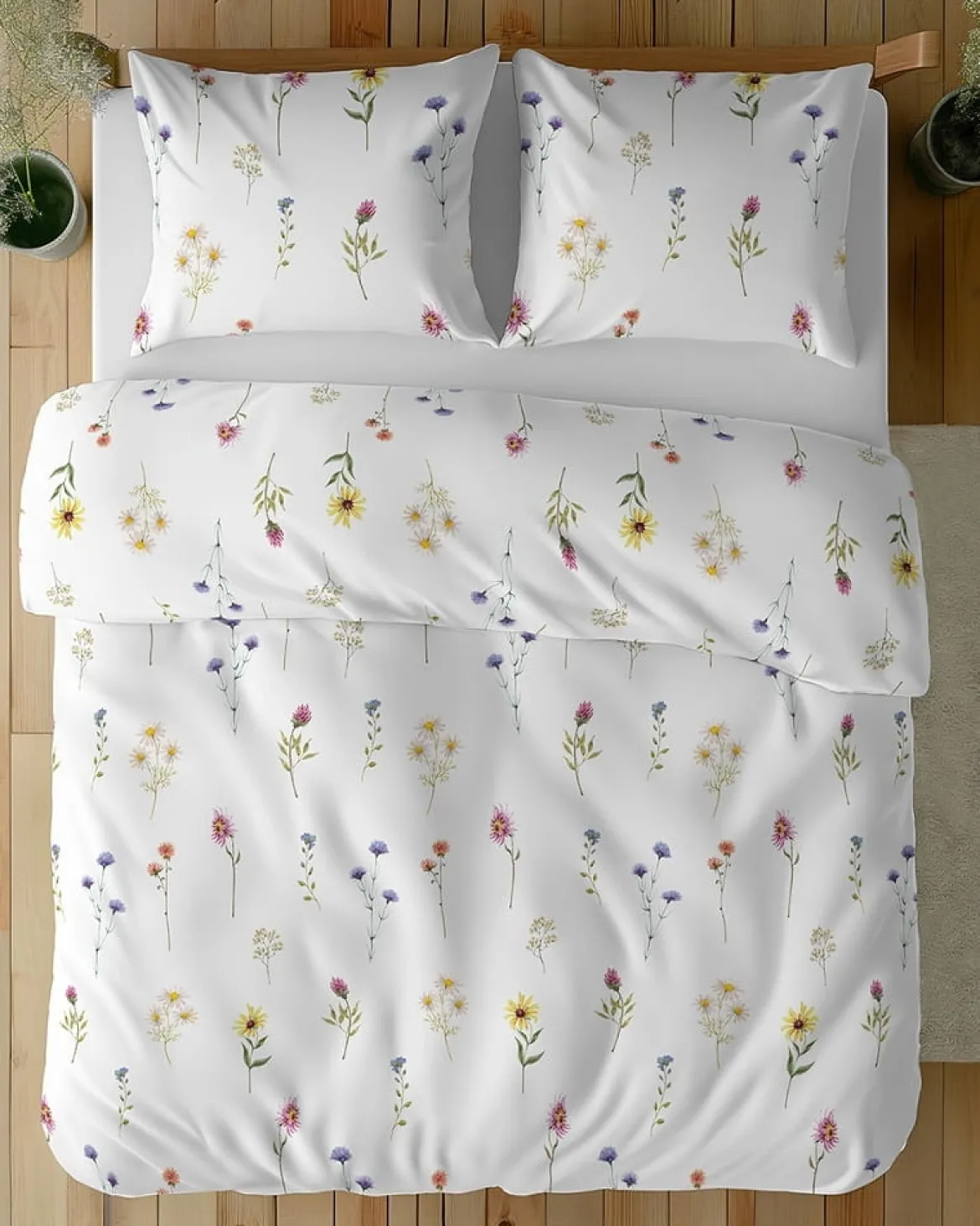 Pościel bawełniana 100% 160x200 w kwiaty polne
