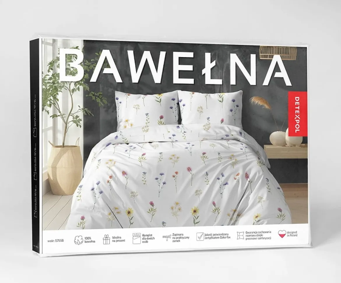 Pościel bawełniana 100% 180x200 w kwiaty polne