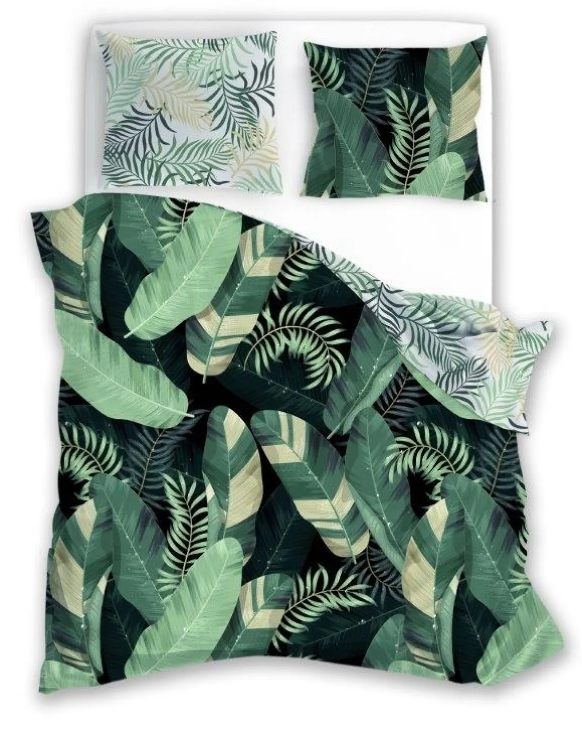 Pościel bawełniana zielona Trendy 220x200 liście