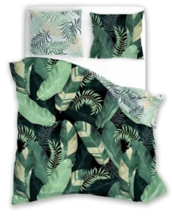 Pościel bawełniana zielona Trendy 160x200 liście