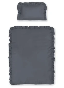 Pościel dziecięca bawełniana 90x120 Grafitowa Falbana