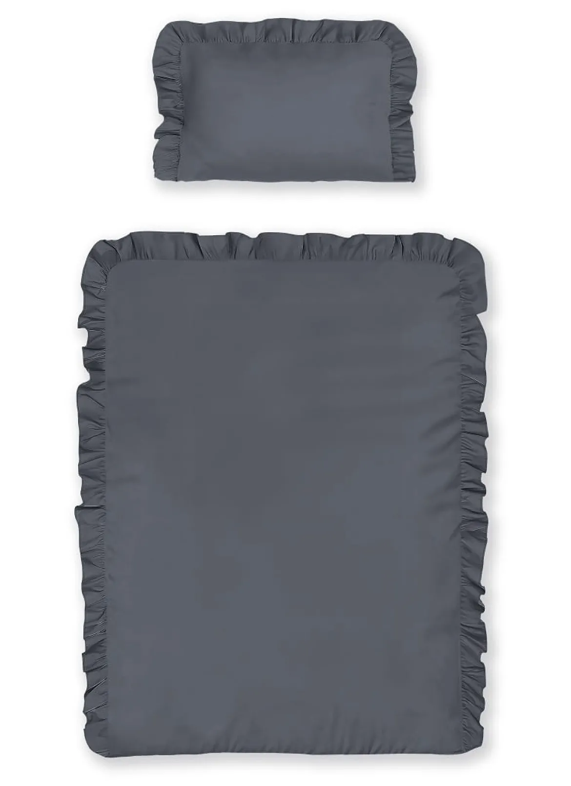 Pościel dziecięca bawełniana 90x120 Grafitowa Falbana