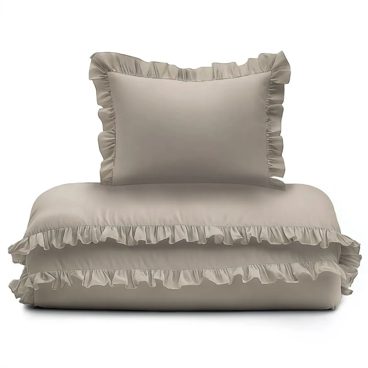Pościel dziecięca bawełniana 90x120 Taupe Falbana