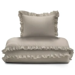 Pościel dziecięca bawełniana 100x135 Taupe Falbana