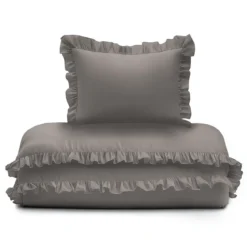 Pościel dziecięca bawełniana 90x120 Warm Grey Falbana