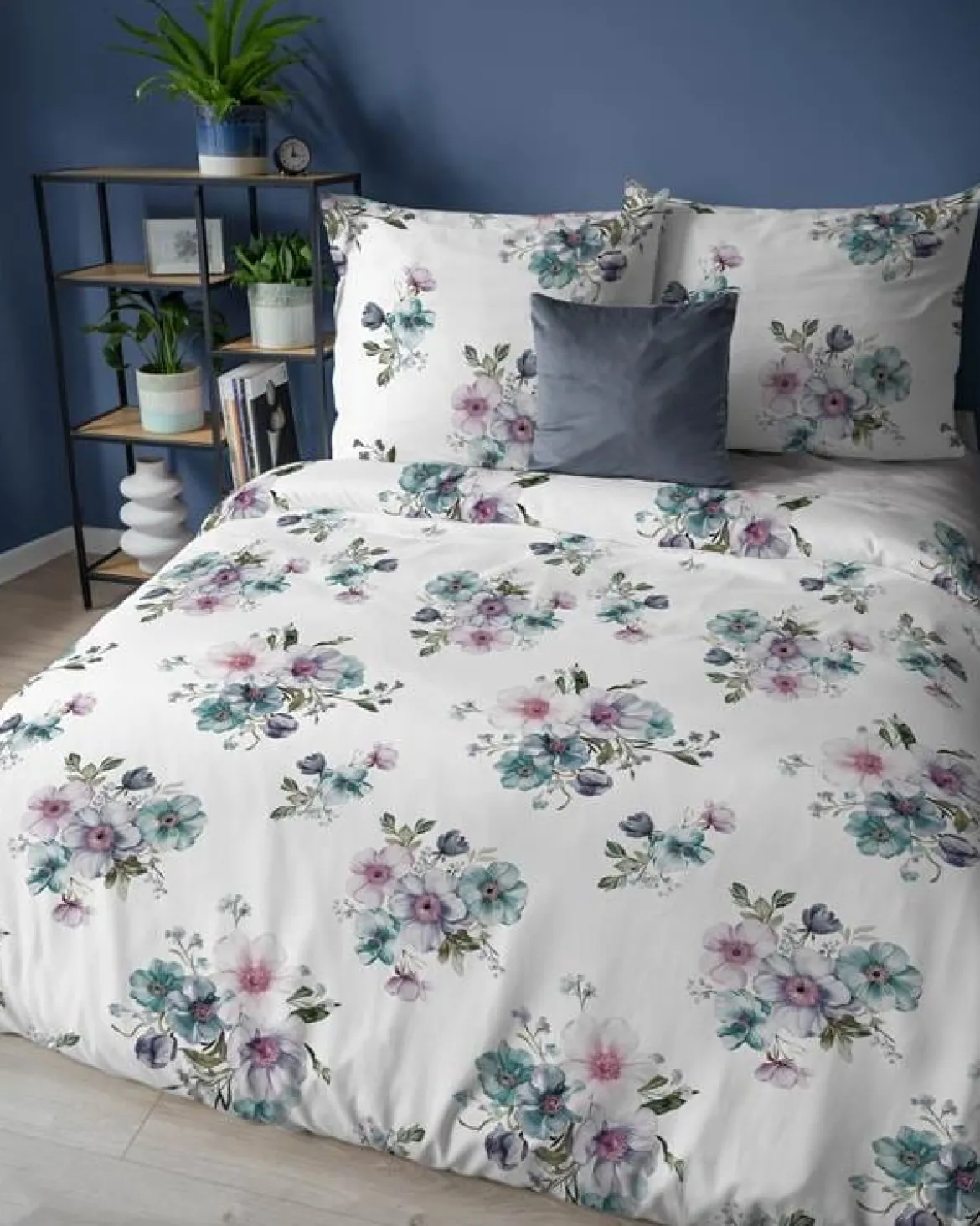 Pościel flanelowa w pastelowych odcieniach 220x200 w kwiatowe bukiety