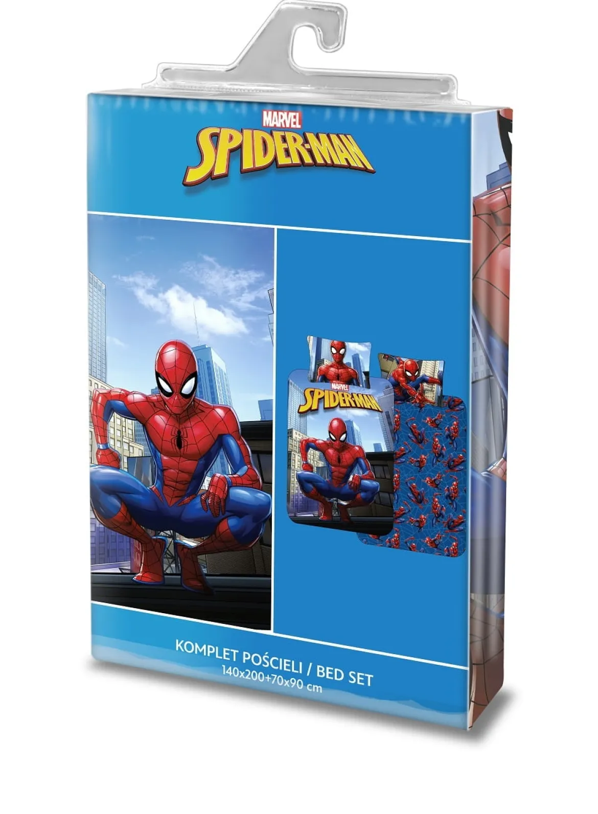 Pościel licencjonowana dziecięca bawełniana niebieska Spiderman 140x200