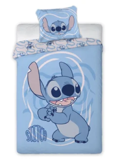 Pościel licencjonowana dziecięca bawełniana niebieska Stitch 140x200