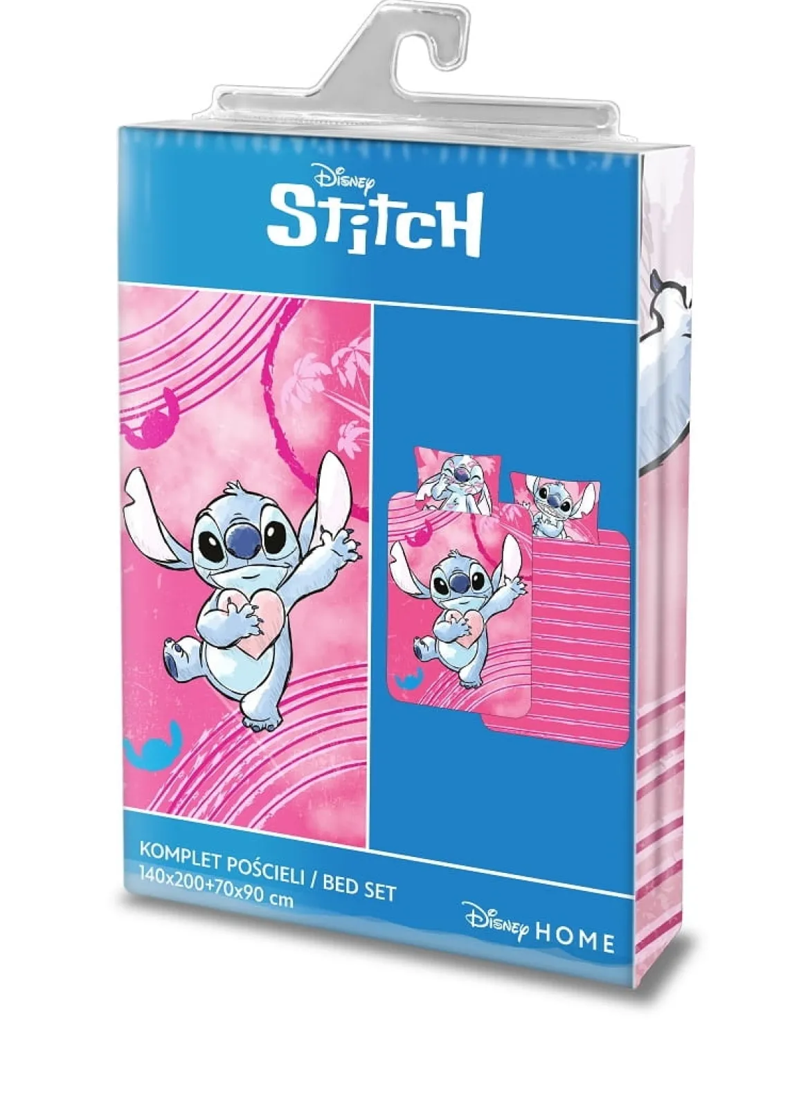 Pościel licencjonowana dziecięca bawełniana różowa Stitch 140x200