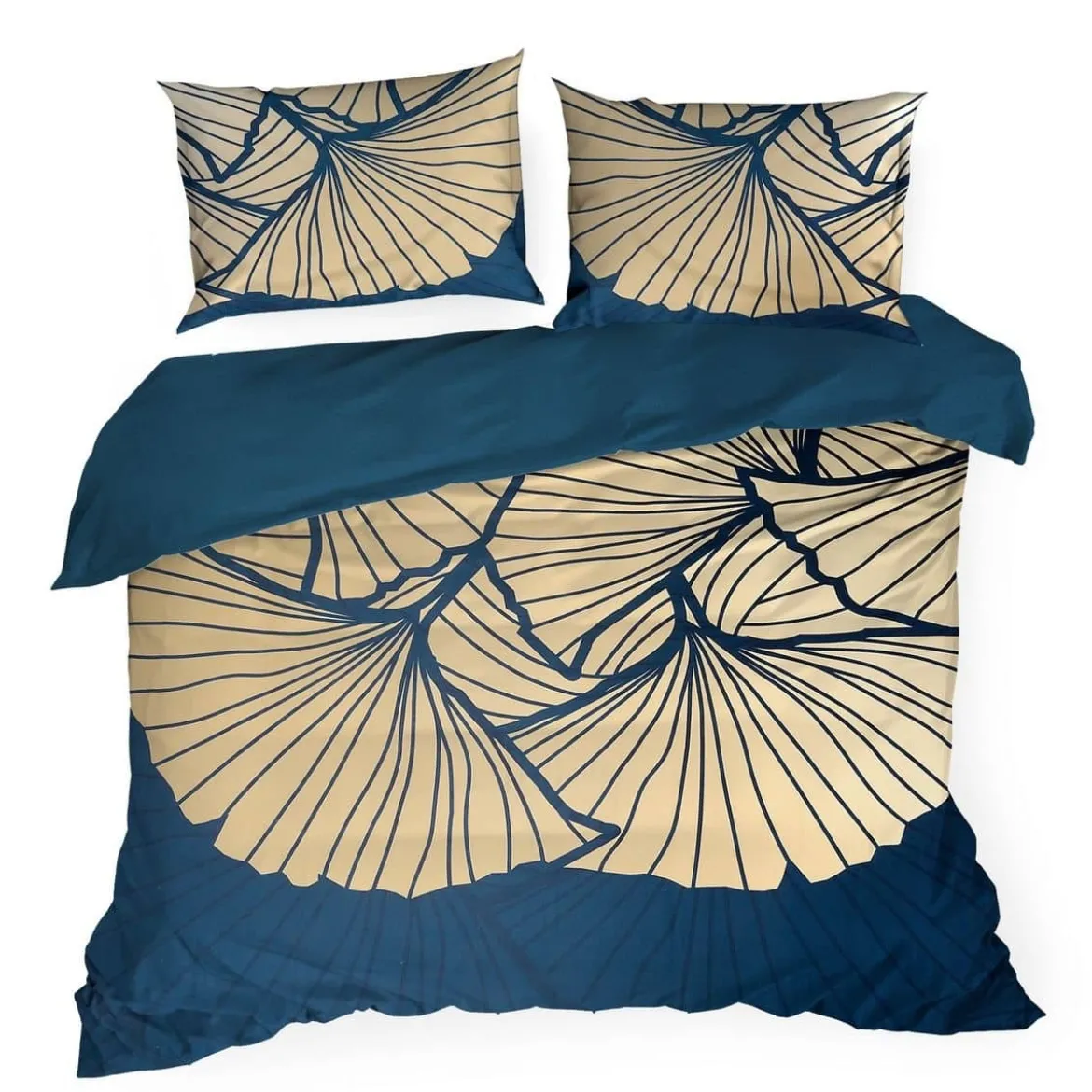 Pościel Musa Tencel granatowo beżowa 220x200 Premium Eurofirany