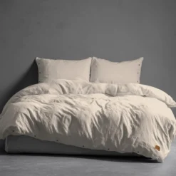 Pościel Pure Eco Line bawełniana 220x200 beżowa z guziczkami