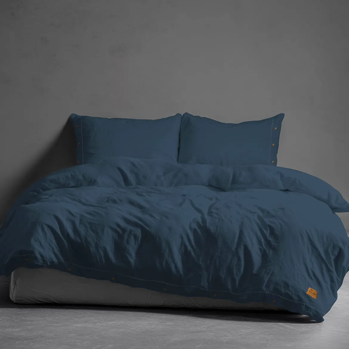 Pościel Pure Eco Line bawełniana 220x200 denim z guziczkami