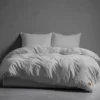 Pościel Pure Eco Line bawełniana 220x200 jasnoszara z guziczkami