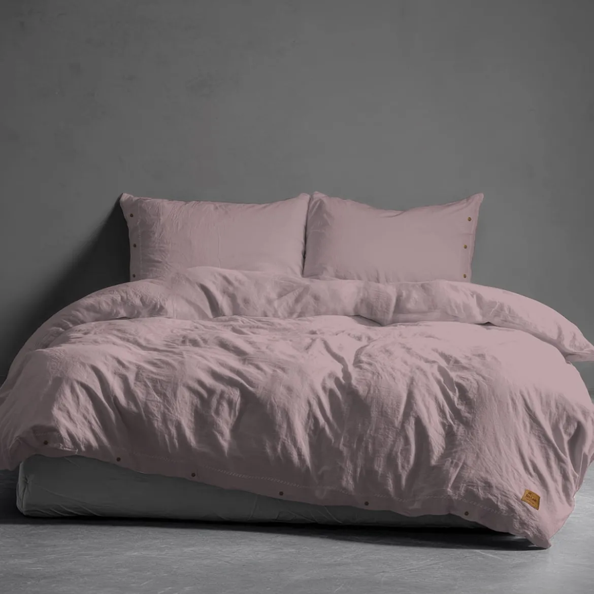 Pościel Pure Eco Line bawełniana 220x200 pudrowy róż z guziczkami