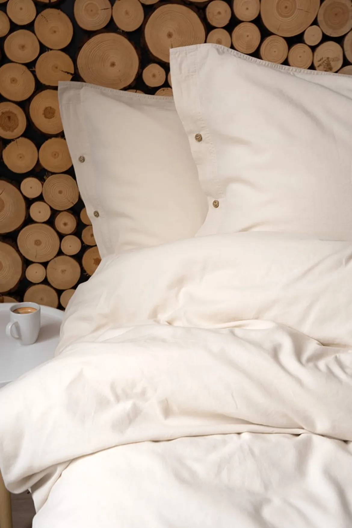 Pościel Pure Eco Line bawełniana 160x200 beżowa z guziczkami