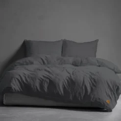 Pościel Pure Eco Line bawełniana 160x200 grafitowa z guziczkami