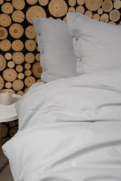 Pościel Pure Eco Line bawełniana 160x200 jasnoszara z guziczkami