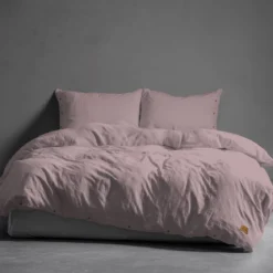 Pościel Pure Eco Line bawełniana 160x200 pudrowy róż z guziczkami