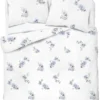 Pościel satyna bawełniana biała Home Satin 220x200 w błękitne kwiaty