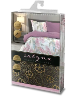 Pościel satyna bawełniana Elegant 220x200 w kwiaty bzu
