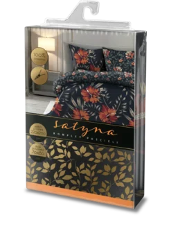 Pościel satyna bawełniana Elegant 160x200 w pomarańczowe kwiaty