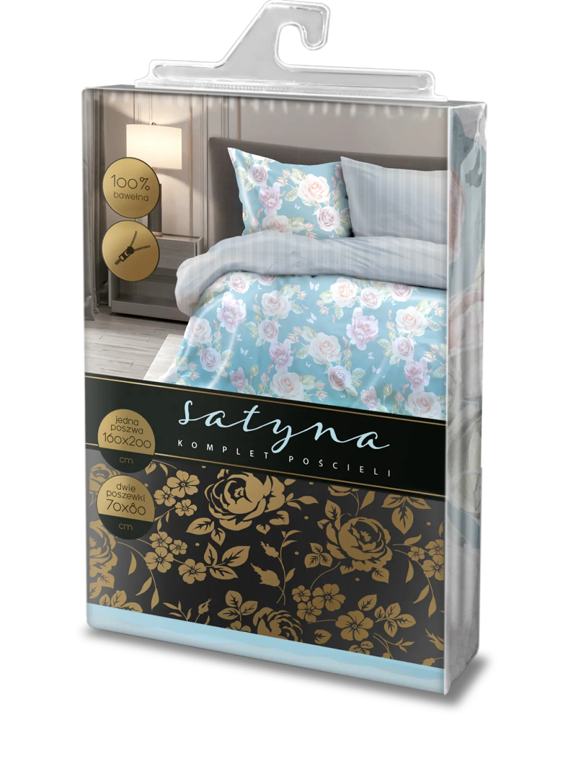 Pościel satyna bawełniana Elegant 160x200 w róże