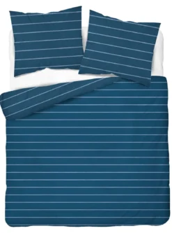 Pościel satyna bawełniana Home Satin granatowa 220x200 w poziome pasy