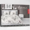Pościel satyna bawełniana jasno kremowa 220x200 w beżowo różowe irysy Home Satin