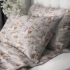 Pościel z perkalu popielata 220x200 Beżowe Kwiaty Peonii Lame Percale