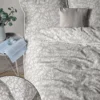 Pościel z perkalu 160x200 Beżowa w Kwiaty Lame Percale