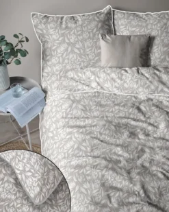 Pościel z perkalu 160x200 Beżowa w Kwiaty Lame Percale