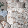 Pościel z perkalu 160x200 Brzoskwiniowe Kwiaty Piwonii Lame Percale