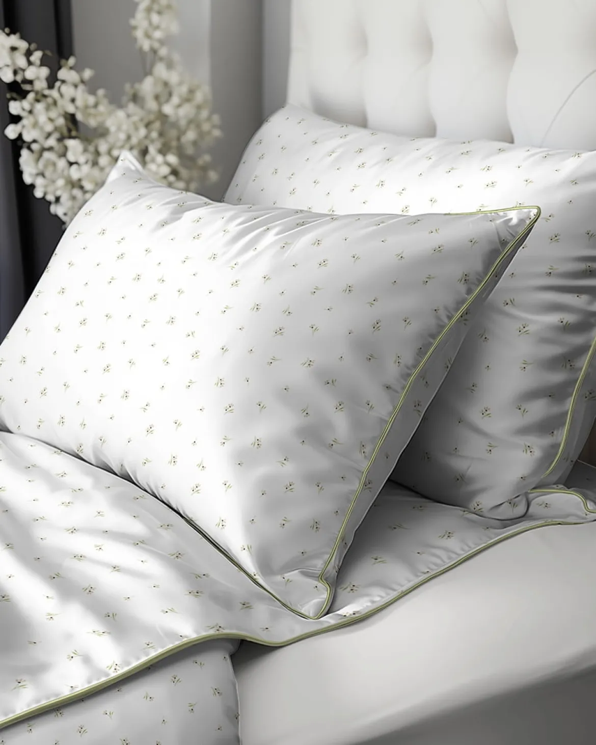 Pościel z perkalu 160x200 Drobne Stokrotki Lame Percale