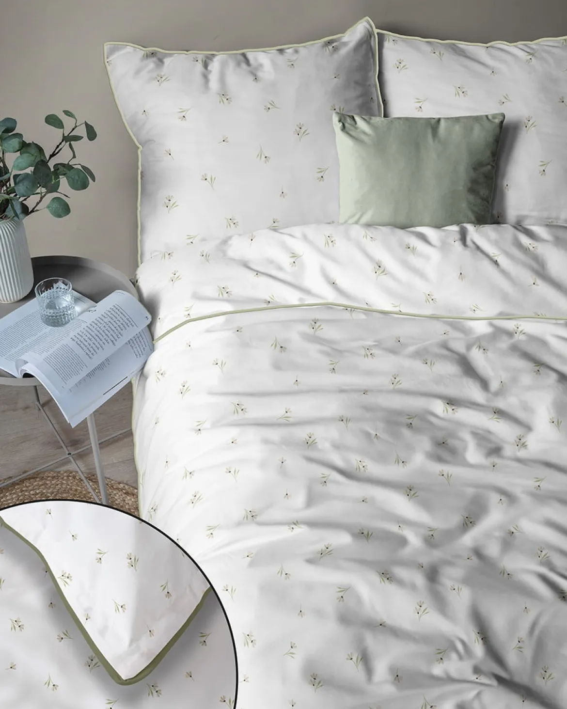 Pościel z perkalu 160x200 Drobne Stokrotki Lame Percale