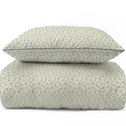 Pościel z perkalu 160x200 Niebieskie i Żółte Kwiaty Lame Percale