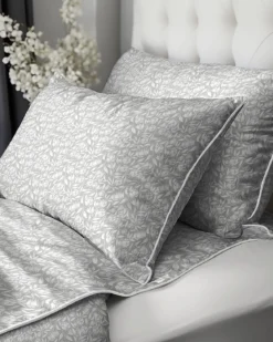 Pościel z perkalu 160x200 Popielata w Kwiaty Lame Percale